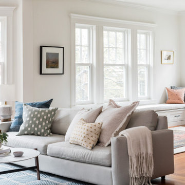 Living Room with Built In Window Bench | Brookline Remodel | Boston
