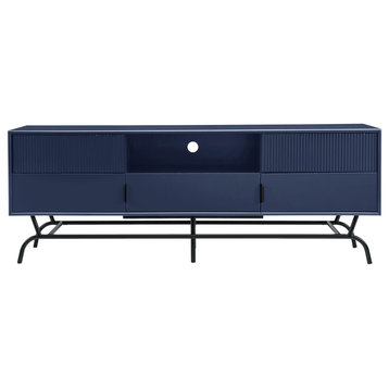 Danel TV Stand Fits TV's Up to 65", 3-Drawers, Textured Panels, Blue