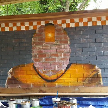 UT football man mural - Outdoor Man Cave - Grill Area Mural