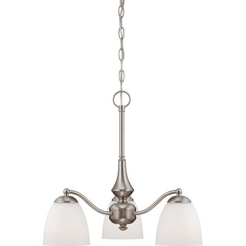 Nuvo 60/5062 Patton 3-Light 21" Brushed Nickel and Frosted Glass Chandelier