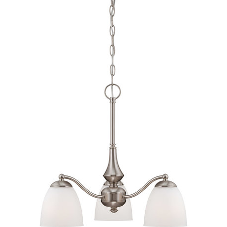 Nuvo 60/5062 Patton 3-Light 21" Brushed Nickel and Frosted Glass Chandelier