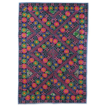 Vibrant Bouquet Recycled Patchwork Wall Hanging