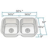 PA205-16 Double Bowl Stainless Steel Kitchen Sink