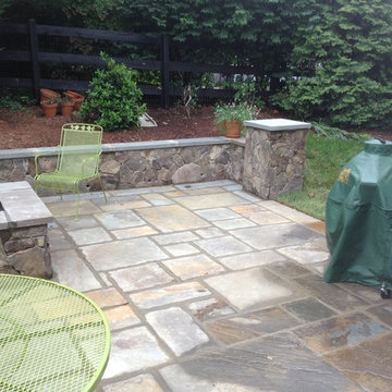 Bluestone Patio with Seat Wall and Fire Pit