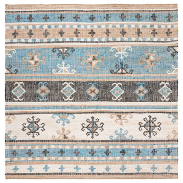 Safavieh Kilim Klm754M Southwestern Rug, Blue and Ivory, 7'0"x7'0" Square