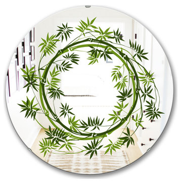 Designart Circle of Bamboo Plants Cabin Lodge Oval Or Round Decorative Mirror, 3