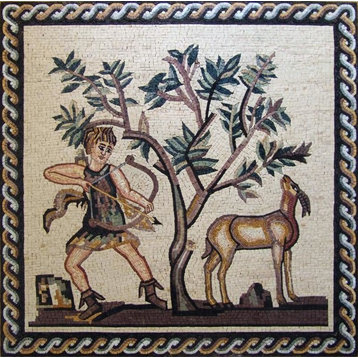Mosaic Art, Greek Hunting Scene, 31"x31"
