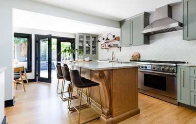 Kitchen of the Week: Soft Green Cabinets and a Wood Island