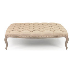 Maison CF064 Elegant Hemp Rectangular Ottoman in Limed Grey Oak - Footstools And Ottomans