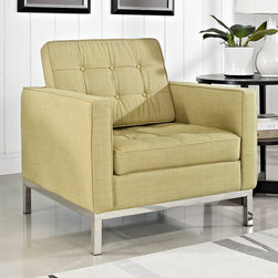 Florence Style Green Wool Loft Club Chair - Armchairs And Accent Chairs