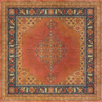 Vintage Vinyl Floorcloth Mats, Persian Bazaar Agra Mughal, 48x48