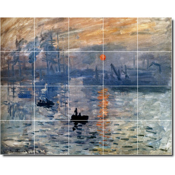 Claude Monet Waterfront Painting Ceramic Tile Mural #113, 30"x24"