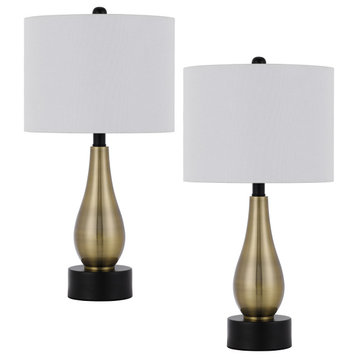 Ashland 2 Light Table Lamp, Black and Antique Brass