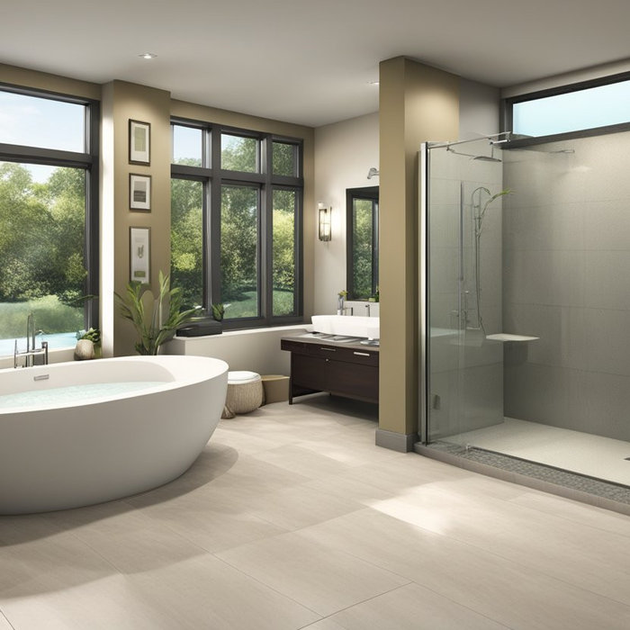 A bathtub and a shower