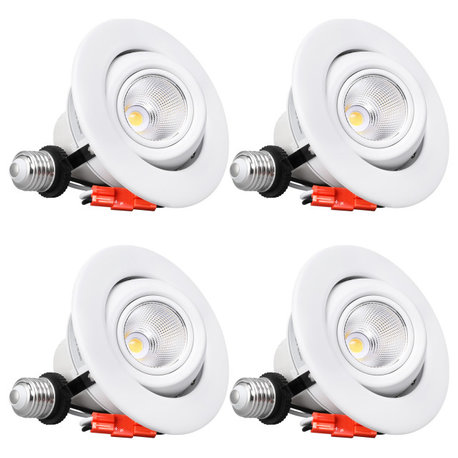 4 Pack 4" LED Gimbal Recessed Light Dimmable, ETL, 5000K Daylight
