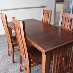 Leather Top Library Table and Chairs - Home Office Furniture