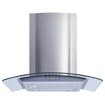 Winflo Convertible Wall-Mount Range Hood, Stainless Steel and Glass, 36"