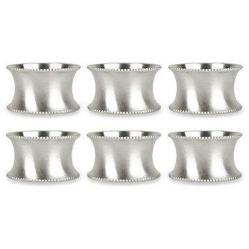 DII Beaded Silver Napkin Ring, Set of 6