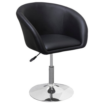 Adjustable Swivel Faux Leather Coffee Chair, Black