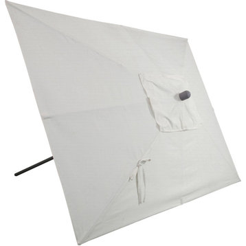 10'x6.5' Rectangular Auto Tilt Market Umbrella, White Frame, Sunbrella, Natural