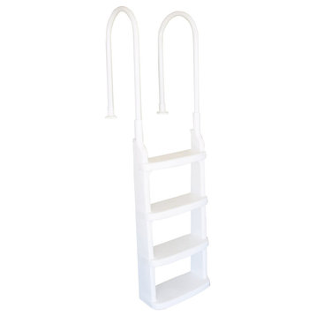 White Deck Entry Ladder. Aluminum Handrails, Solid Molded Ladder Body.