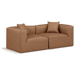 Meridian Furniture - Cube Upholstered Modular Sofa, Brown, 2-Piece: 2 Corner Chair, Vegan Leather - Elevate your space with the luxurious Cube Vegan Leather Modular Sofa. This modular sofa exudes modern elegance, charm, and comfort making it a perfect addition to any contemporary living space. Its clean lines and cube shape are reminiscent of minimalist design, while the plush brown vegan leather upholstery adds a touch of luxury and sophistication. The chair's versatile construction and geometric aesthetic seamlessly integrate into various design styles, from sleek living rooms to chic home offices, embodying the essence of modern design and creating a sense of order and tranquility in your space.