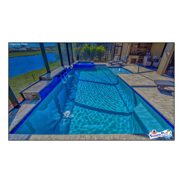 (Reichard) Superior Pools Swimming Pool/Spa Raised Area With 3 Brass Scuppers