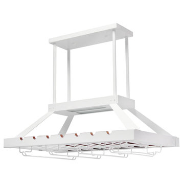 Elegant Designs 2 Light LED Overhead Wine Rack, White