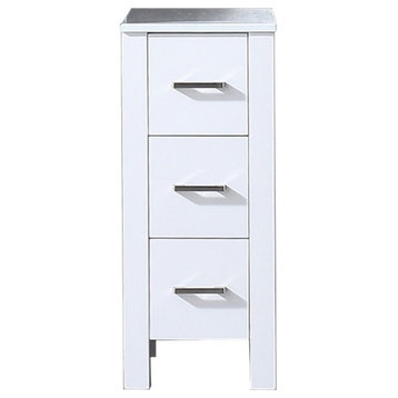 Lexora Home Volez 12" Phoenix Stone Top Side Cabinet in White