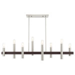 Livex Lighting - Livex Lighting Helsinki 8 Light Brushed Nickel, Bronze Accents Linear Chandelier - Adding to the eclectic and nostalgic feel, this funky linear chandelier is a traditional complement to many styles. An open linear form celebrates geometric interplay with clean, straight lines. Finished in brushed nickel with bronze accents, the Helsinki collection is ideal for modern or traditional homes.