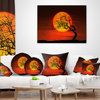 Birds and Tree Silhouette at Sunset Landscape Printed Throw Pillow, 16"x16"