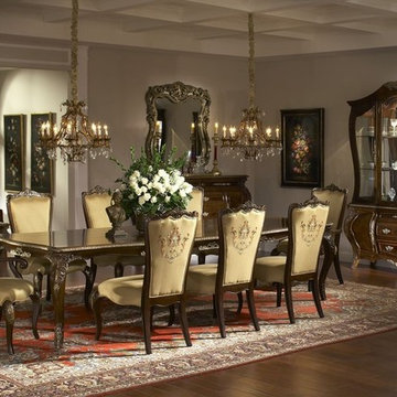 AICO Imperial Court Radiant Chestnut Rectangular Leg Dining Table Set