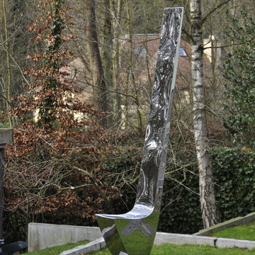 Outdoor instllation of furnitures in stainless steel polished
