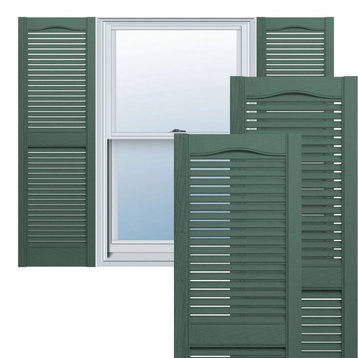 Standard Cathedral 2-Equal Louver Shutters, Forest Green, 12"Wx64"H