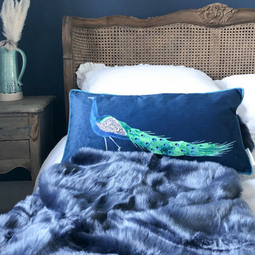 Peacock Navy Boudoir Cushion