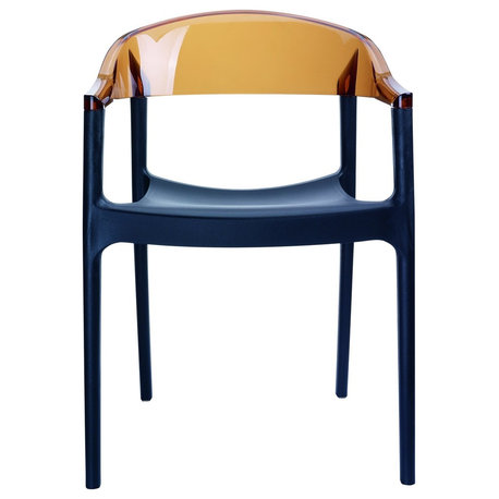The Enders Dining Chair, Polypropylene, Set of 2, Black and Transparent Amber
