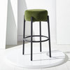 Safavieh Couture Paisleigh Boucle and Metal Leg Barstool, Forest Green/Black