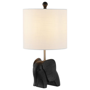 Koda 17.5" Eclectic Southwestern Resin/Iron Elephant LED Kids Table Lamp, Black