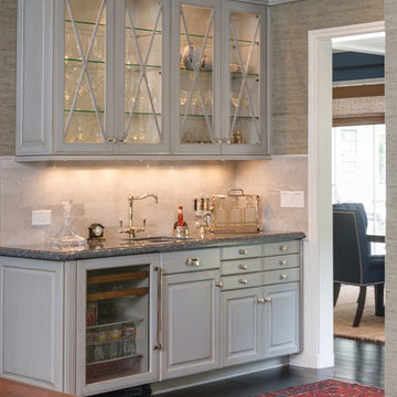 Bar with Light Gray Custom Cabinets