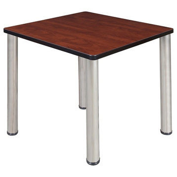 Kee 30" Square Breakroom Table, Cherry/Chrome