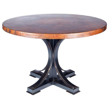 Dining Table WINSTON Pedestal Base Round Top 48-In Copper Metal