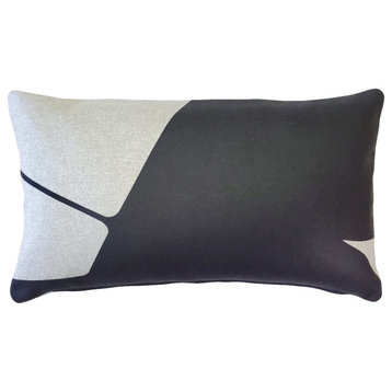 Boketto Charcoal Black Throw Pillow 12x19, with Polyfill Insert