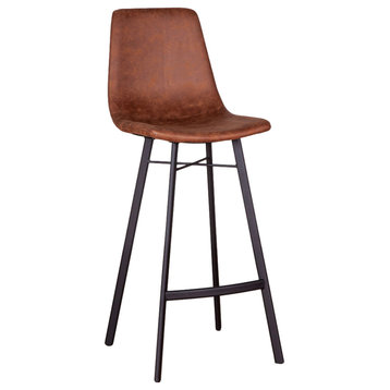 Hudson Mid Century Retro Bar Chair, Trapper Brown, Set of 2