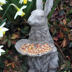 Rabbit Bird Feeder - Garden Statues And Yard Art