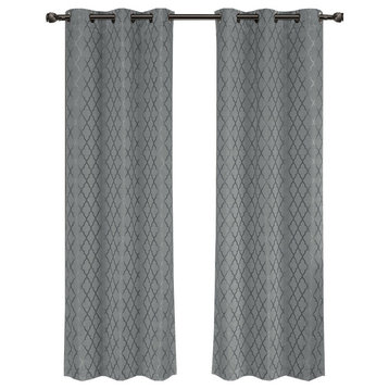 Willow Thermal Blackout Curtains, Set of 2, Gray, 84"x108"