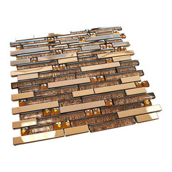 Stainless Steel and Vintage Bronze Luxury Diamond Glass Mosaic Tile Collection - Home Accessories & Decor