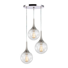Woodbridge Lighting Alicia 3-Light Pendant Cluster, Nickel, Clear Vintage Bulb