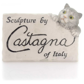 Animal Castagna Sculpture Display Sign Stone Italy Cat Kitten 1285 Gray