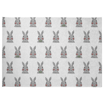 Bunny Fluffle Easter Chenille Rug, Laurel Tree Green, 5'x7'