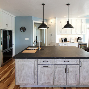 White and Gray Kitchen with Massive Storage Solutions